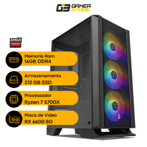 PC G3 RYZEN 7 5700X B550M GIGABYTE RX6600 8GB SSD 512GB GAB NAROK 600W