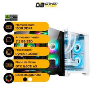 PC G3 RYZEN 5 3500X 16GB SSD 512GB GTX1660 TI 6GB 500W GAB PRETO