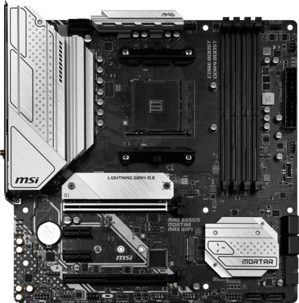 MSI Placa-mãe para jogos MAG B550M Mortar MAX WiFi (AMD AM4, DDR4, PCIe 4.0, SATA 6Gb/s, M.2, USB 3.2 Gen 2, HDMI/DP, Micro ATX, Wi-Fi 6E, AMD Ryzen 5000 Series) - Image 2
