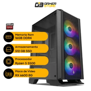 PC G3 RYZEN 5 5500 RX6600 8GB 512GB GAB NAROK 550W